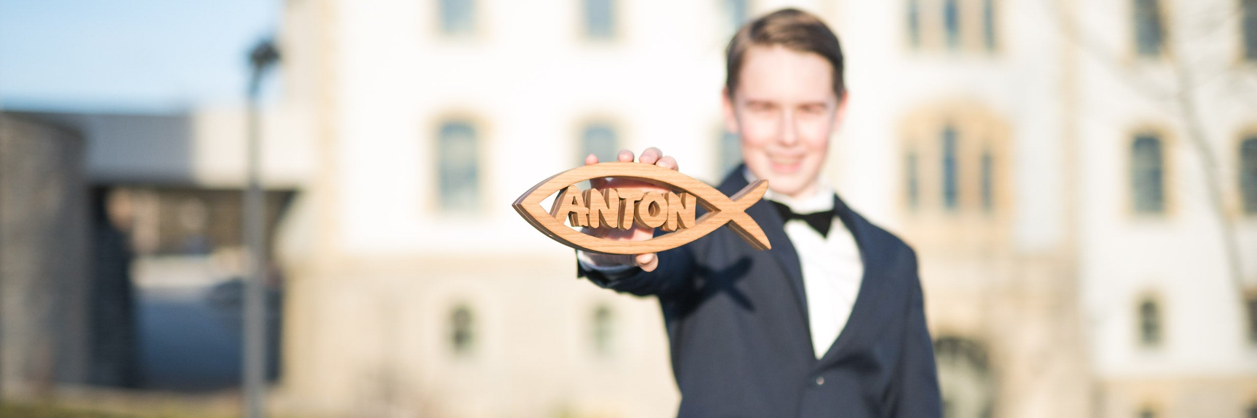 Christenfisch mit Name - persönliches Geschenk zur Firmung, Konfirmation,Kommunion oder als Taufgeschenk