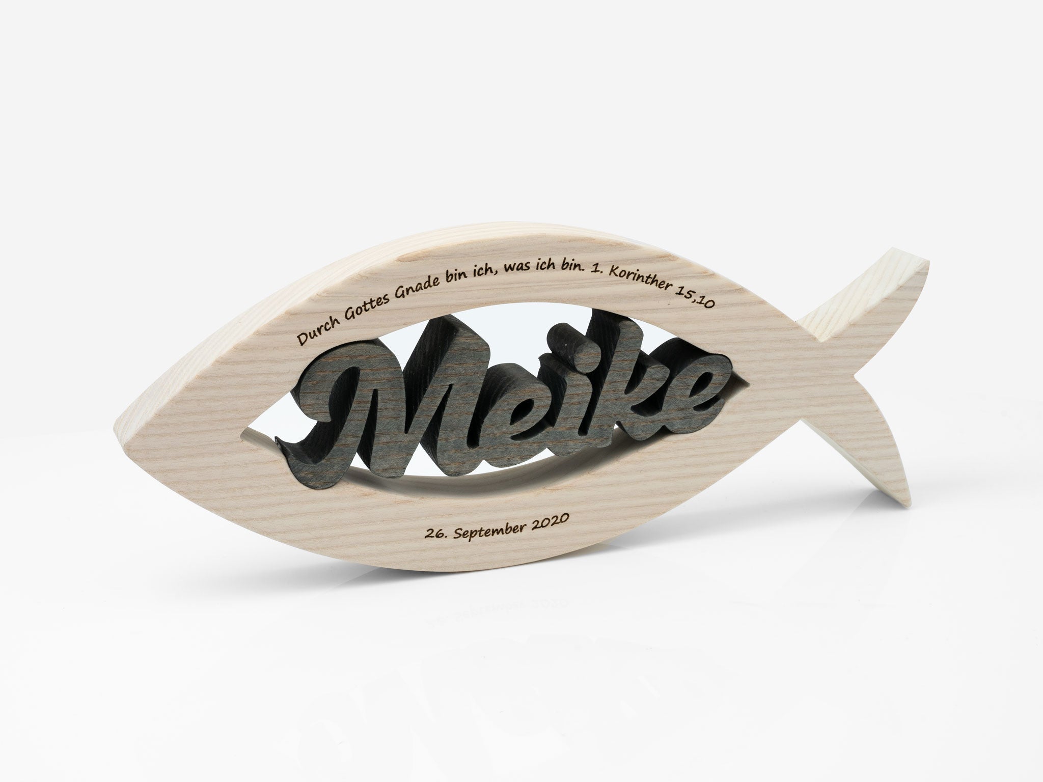 Christenfisch mit Name und persönlicher Widmung | weiß