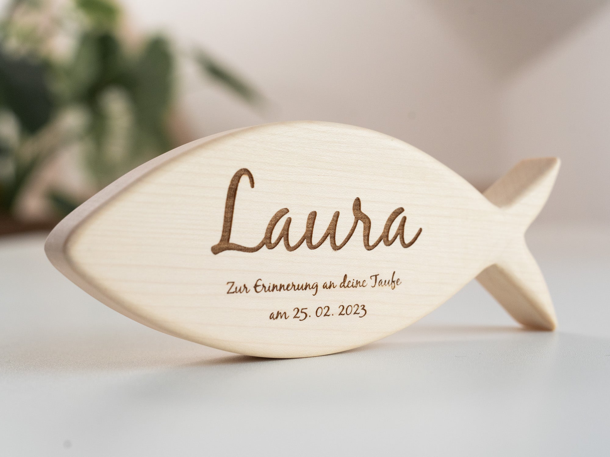 personalisiertes Geschenk zur Taufe, Christenfisch mit Name