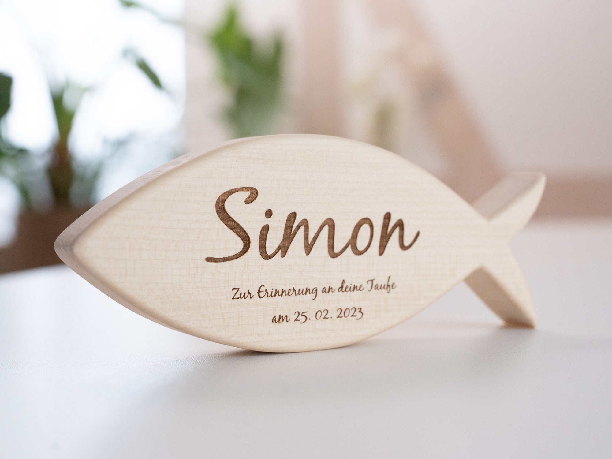 personalisiertes Geschenk zur Taufe, Christenfisch mit Name