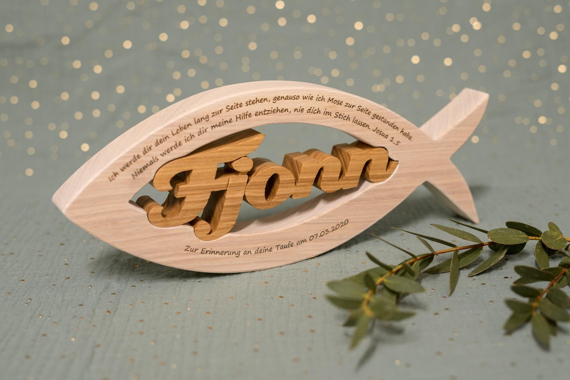 Christenfisch mit Name und persönlicher Widmung | weiß