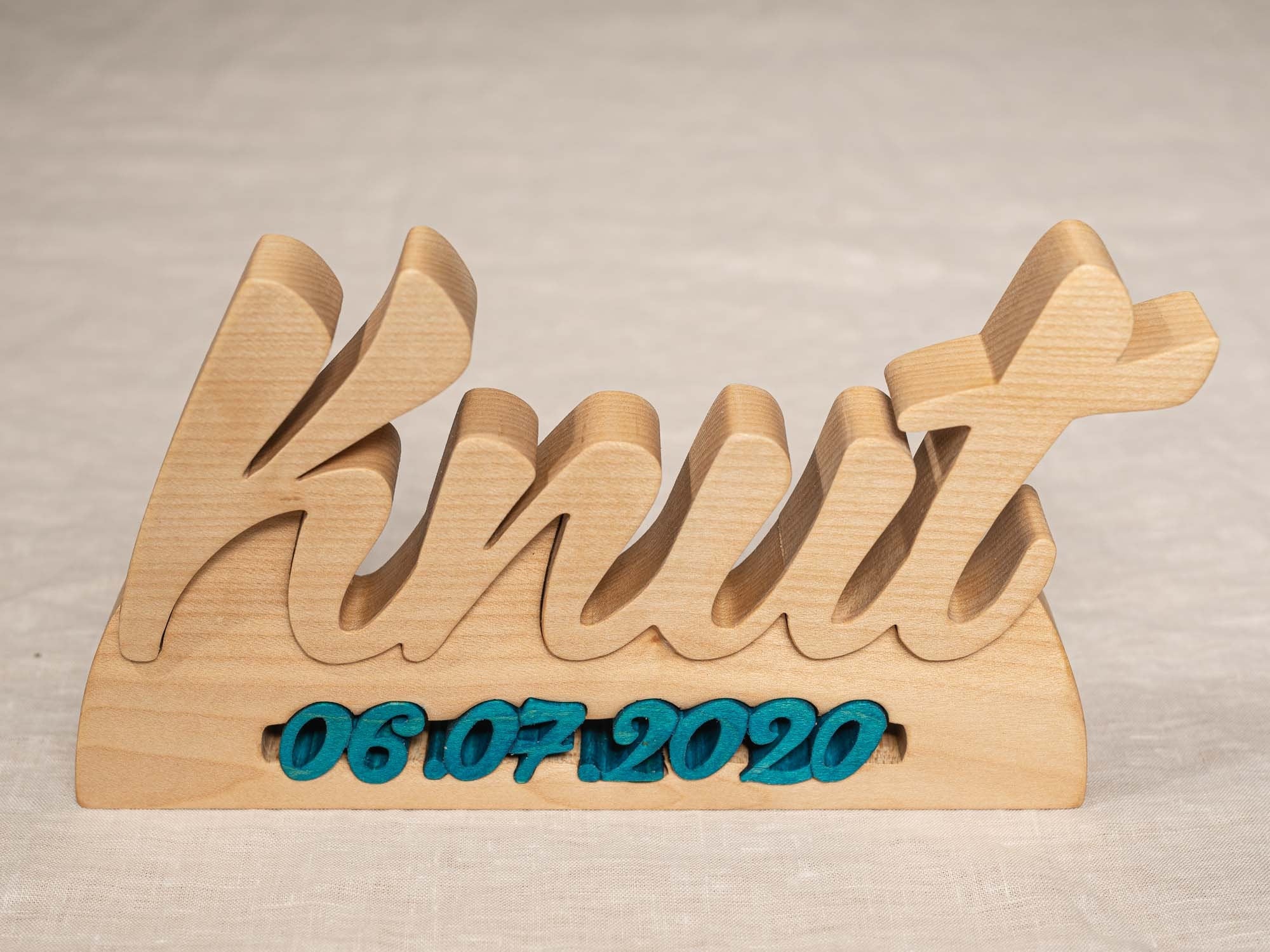 Name mit Geburtsdatum aus Holz | Schriftzug aus holz zum hinstellen | geschenk zur geburt, taufgeschenk, kinderzimmer, geburtstagsgeschenk