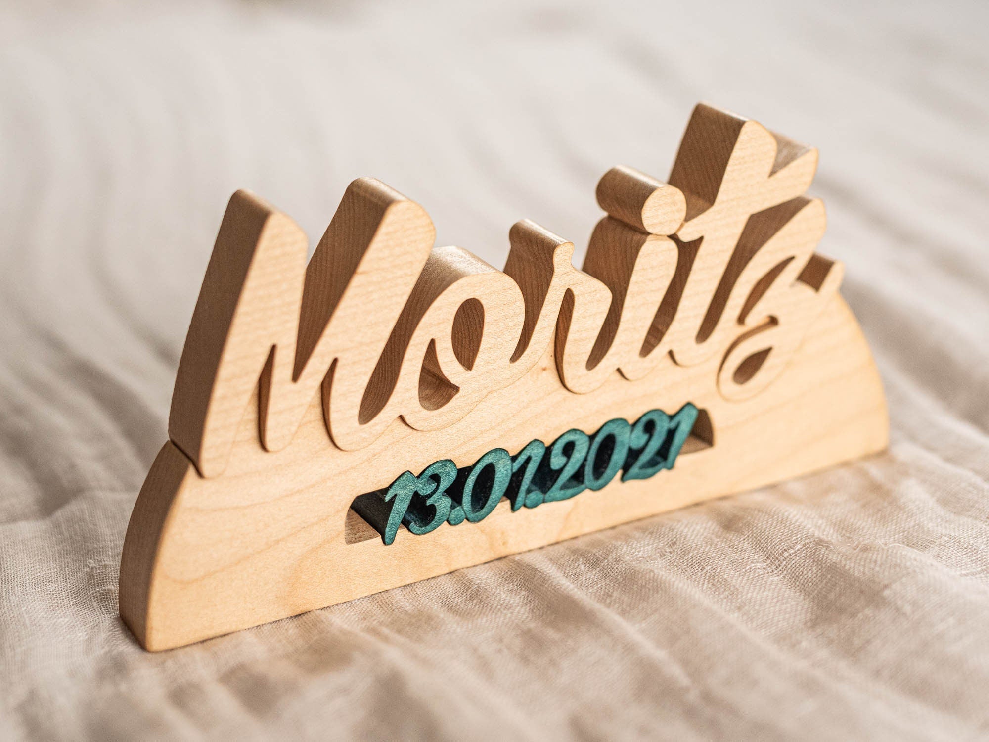 Name mit Geburtsdatum aus Holz | Schriftzug aus holz zum hinstellen | geschenk zur geburt, taufgeschenk, kinderzimmer, geburtstagsgeschenk