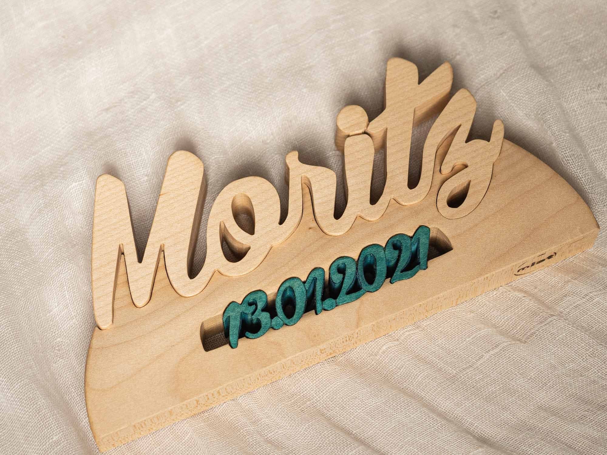 Name mit Geburtsdatum aus Holz | Schriftzug aus holz zum hinstellen | geschenk zur geburt, taufgeschenk, kinderzimmer, geburtstagsgeschenk