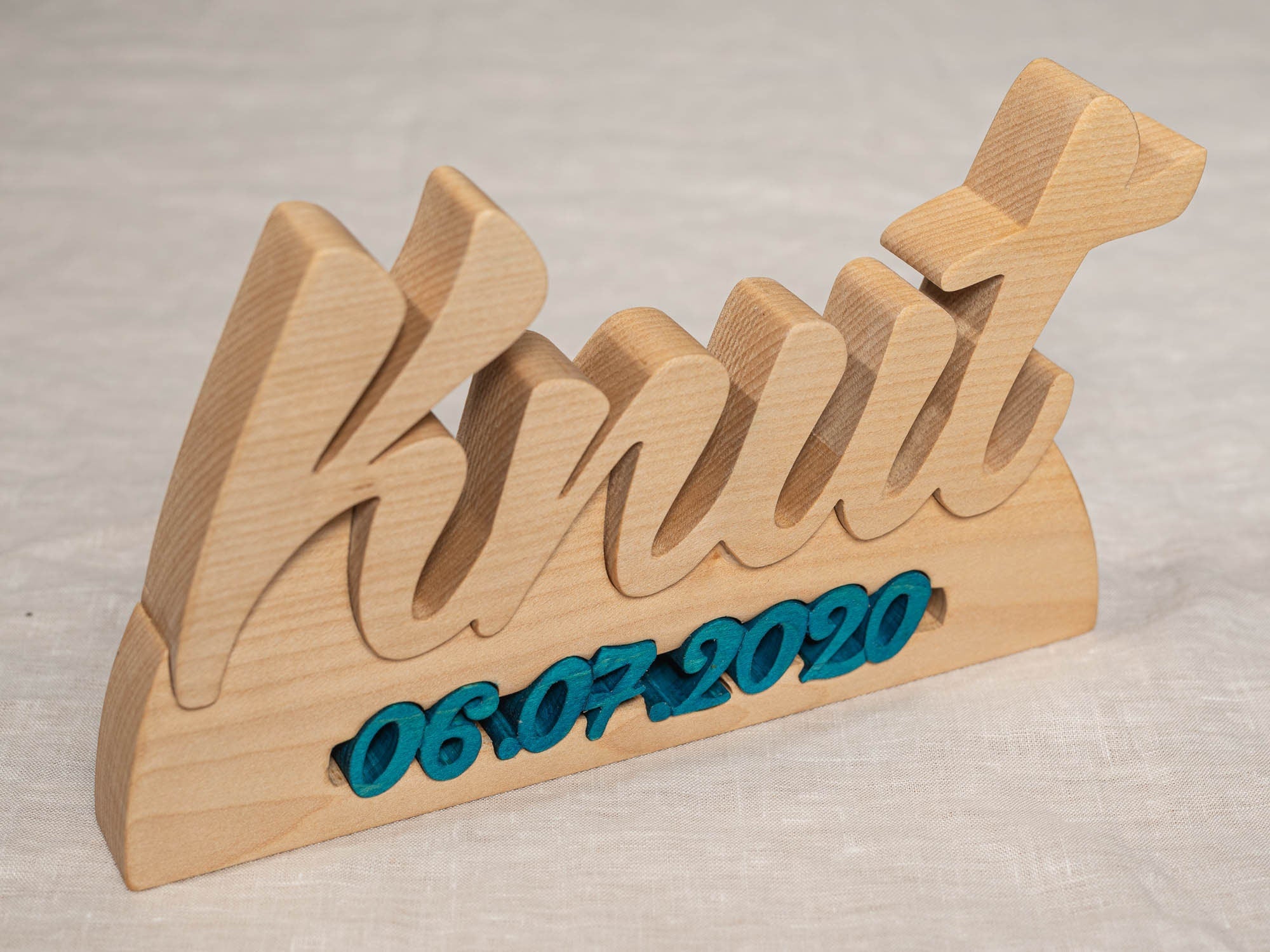 Name mit Geburtsdatum aus Holz | Schriftzug aus holz zum hinstellen | geschenk zur geburt, taufgeschenk, kinderzimmer, geburtstagsgeschenk